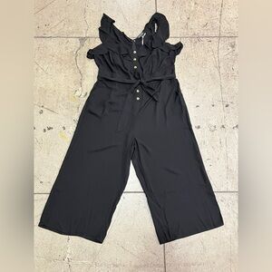 💚 2749. Black Ruffled Straps Belted Jumpsuit